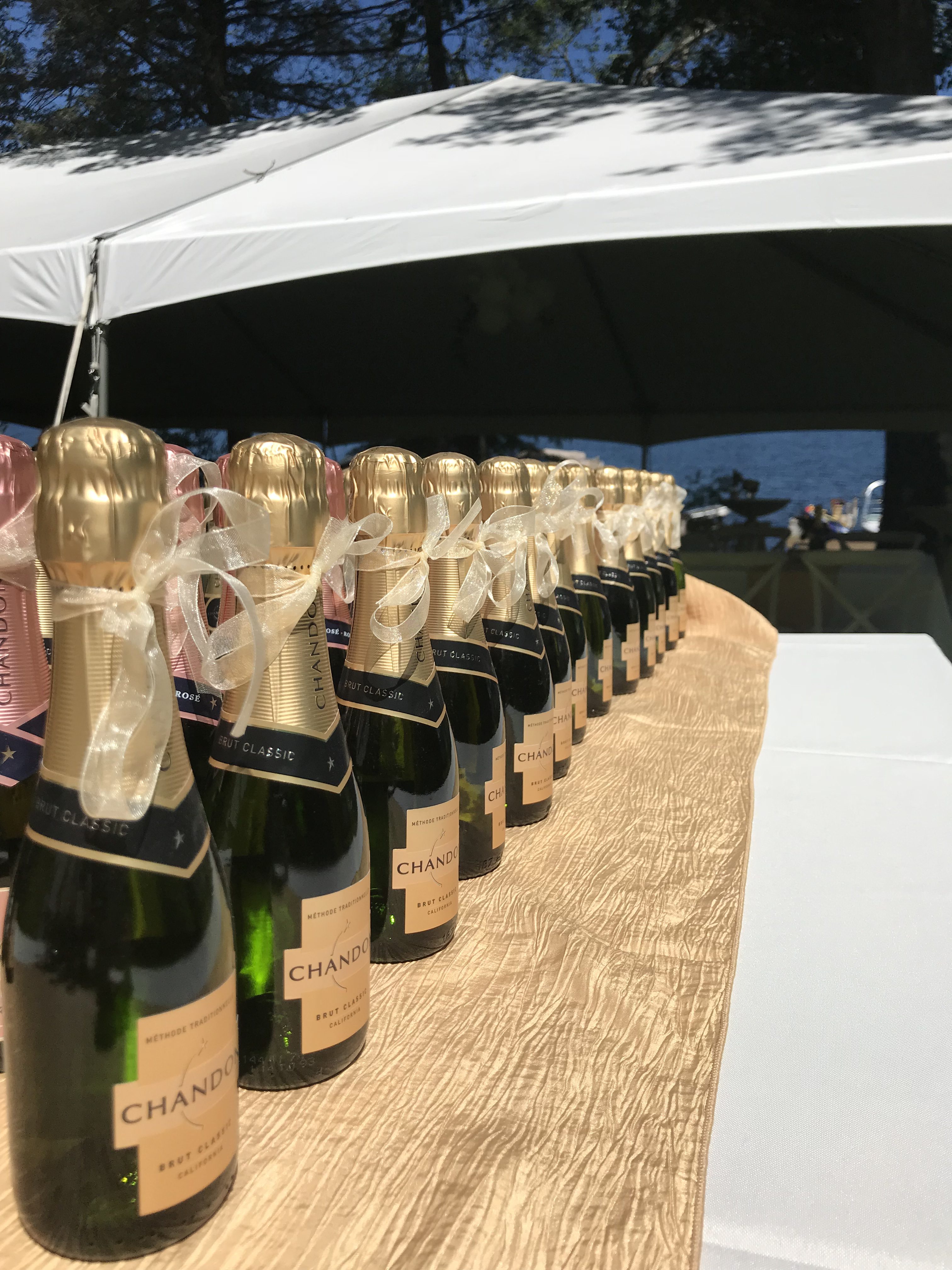 Small bottles of champagne store for baby shower favors