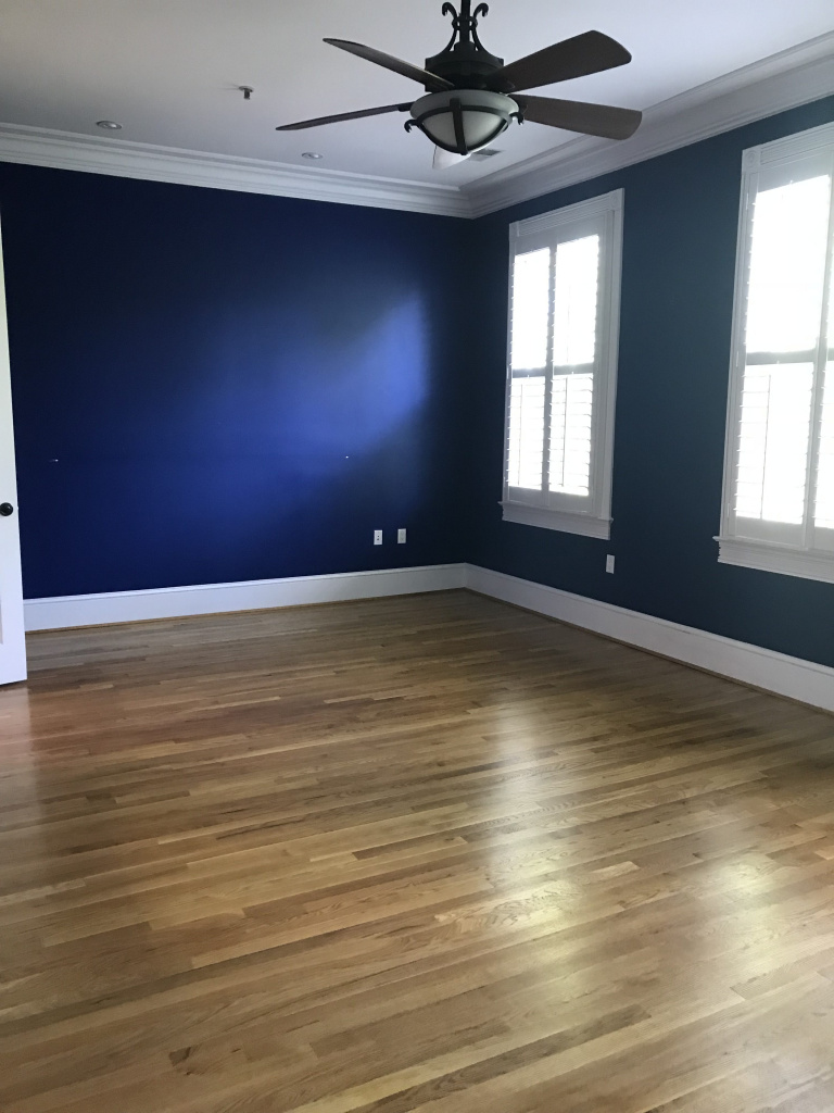 Before and After: Master Bedroom. Updated paint colors used for Master Bedroom. Blue bedroom updated.