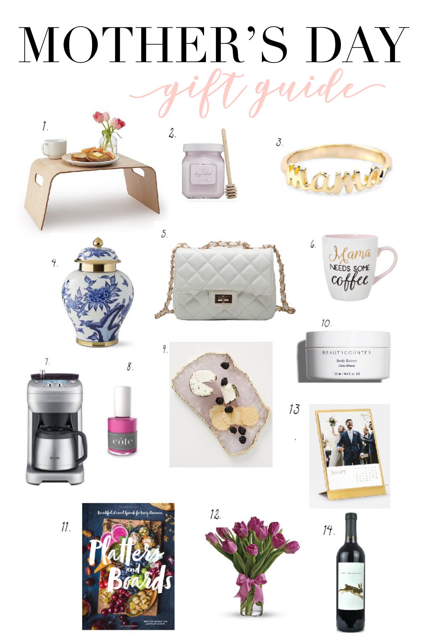 mother's day gift gift guide. gifts for mom. gifts for her. Gifts for new moms
