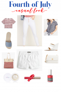 summer casual outfits. Fourth of July outfit ideas. American style. Summer weekend style. White denim looks. Clean beauty., red lipstick