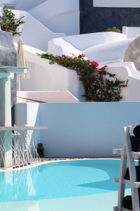 where to stay in Oia. Andronis hotel. Poolside in Santorini. best honeymoon destinations