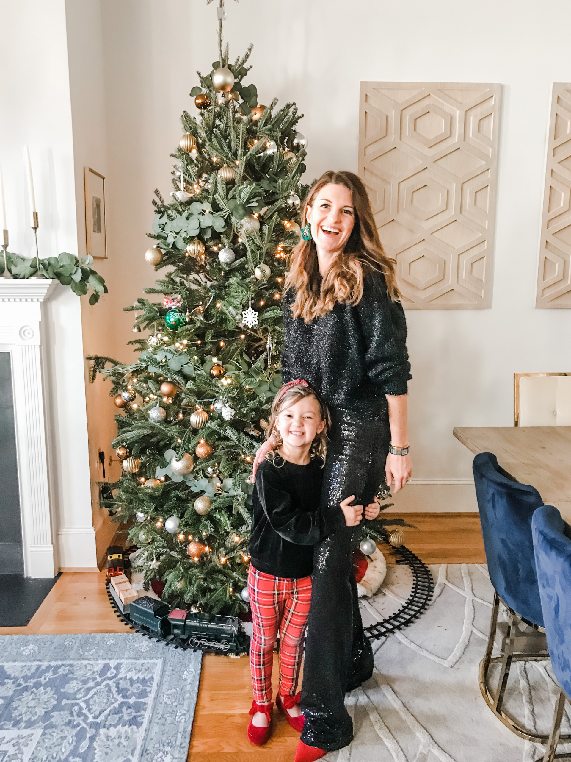 Holiday party looks. Mommy and me holiday looks. Sezane sweater