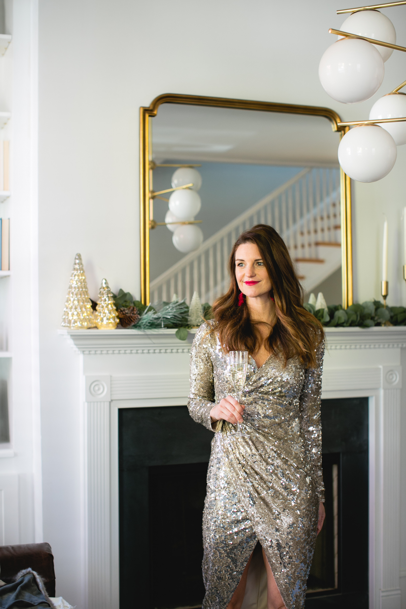 asos sequin dress / asos dress / anthropologie mirror