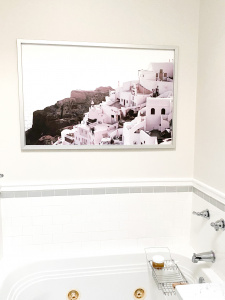 Santorini print. Juniper print. Bathroom decor