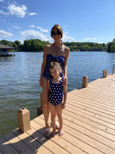 Mommy and me matching swimsuits, lake Anna Virginia