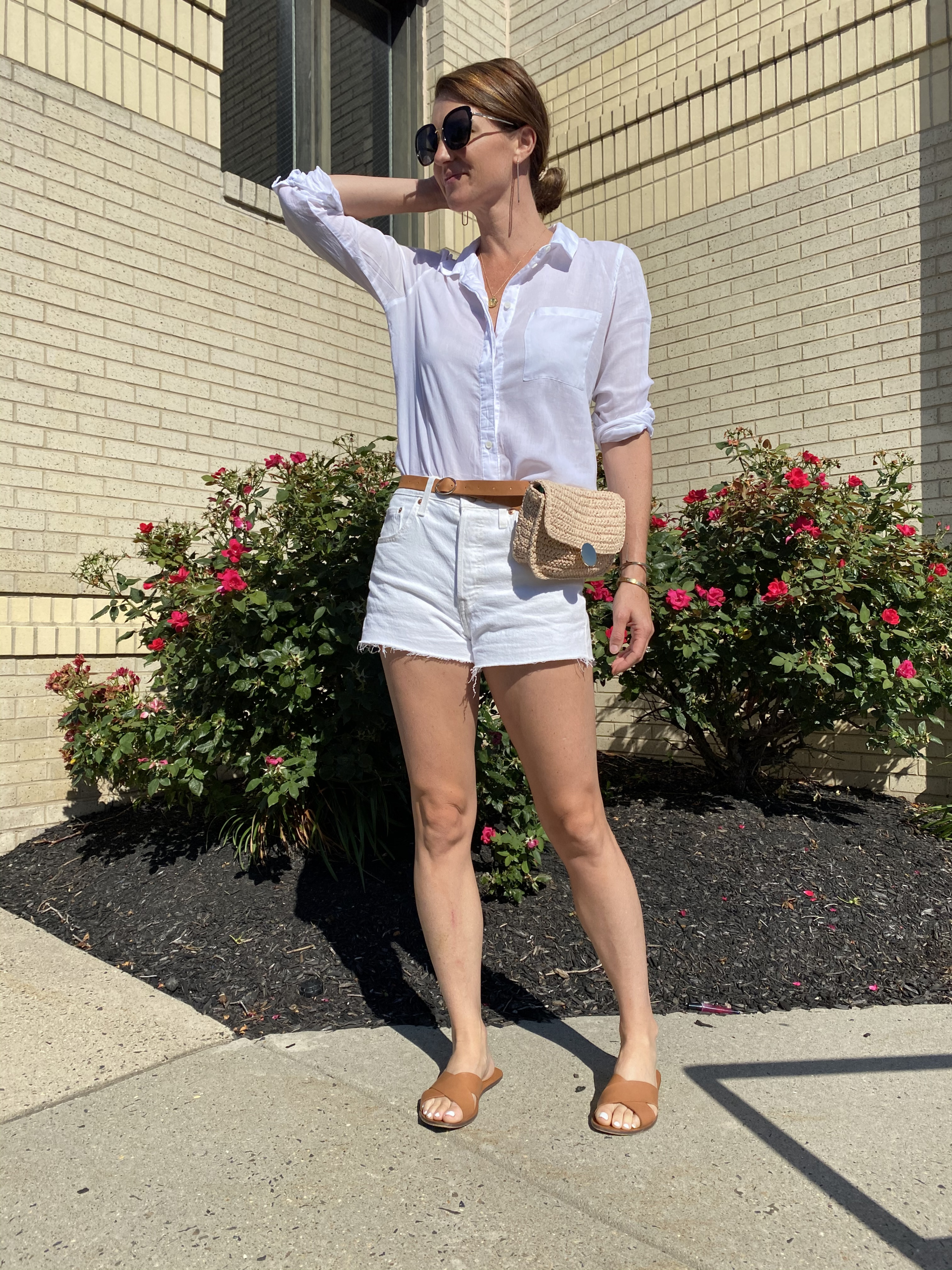 White denim shorts for summer, mom uniforms, belted bag, recent Amazon favorites 