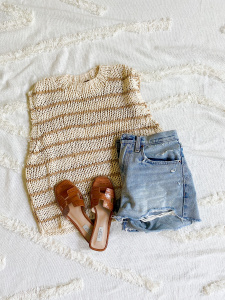 Free people knit top, summer outfit ideas, over 30 outfit ideas, beach vacation packing list
