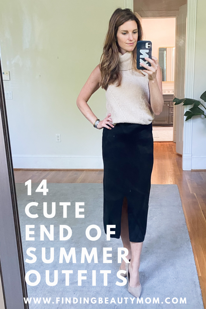 Cute end of summer outfit ideas, casual and easy outfits for women, fall style, finding beauty mom outfit ideas, over thirty outfits