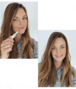 Beautycounter sheer genius lipstick in shade terra, best nude lip colors