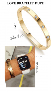 Cartier love bracelet dupe, save vs splurge gifts for her, amazon dupes of luxury gifts, gold bracelet