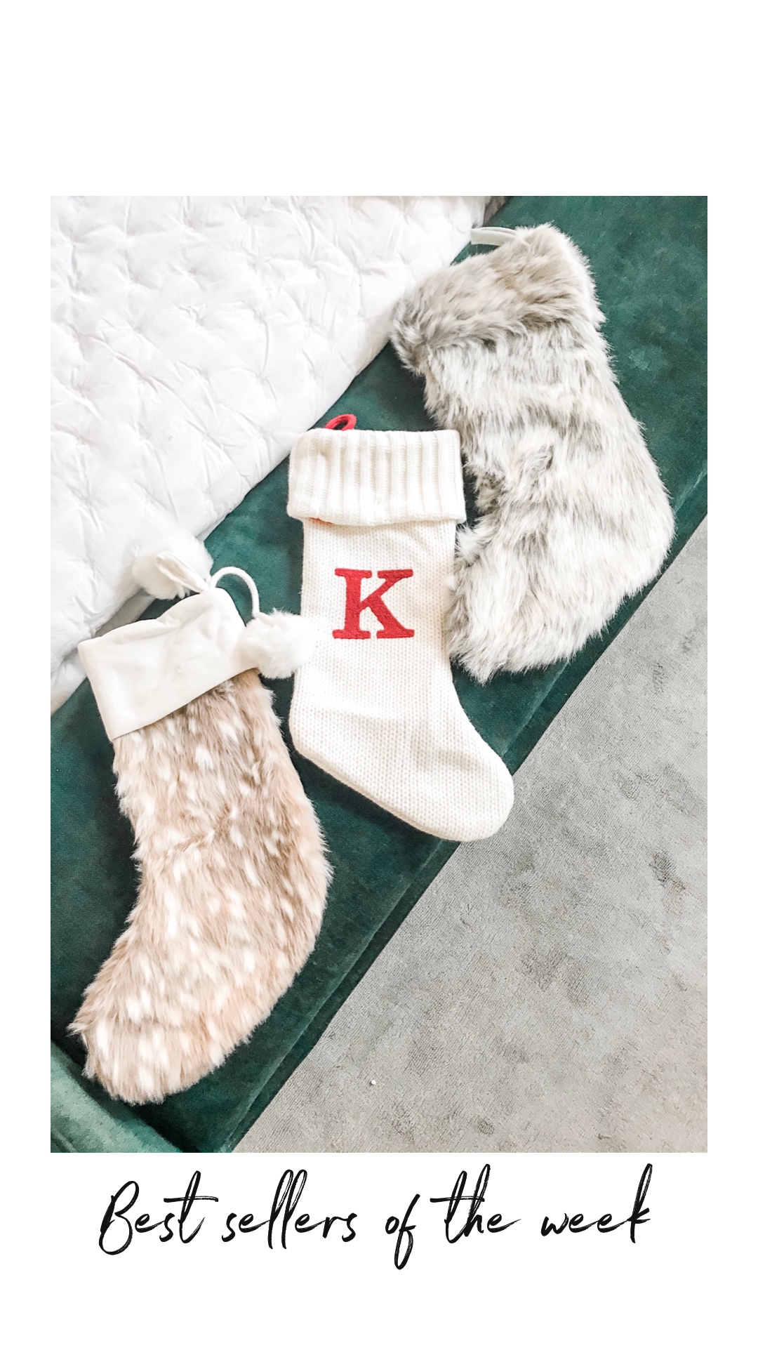 Target holiday decor, white stockings, faux fur stockings, target home, November purchases 