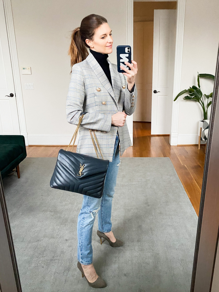 Winter work outfit, winter style, best luxury bags, ysl bag, work bag, classic work outfits, finding beauty mom work style