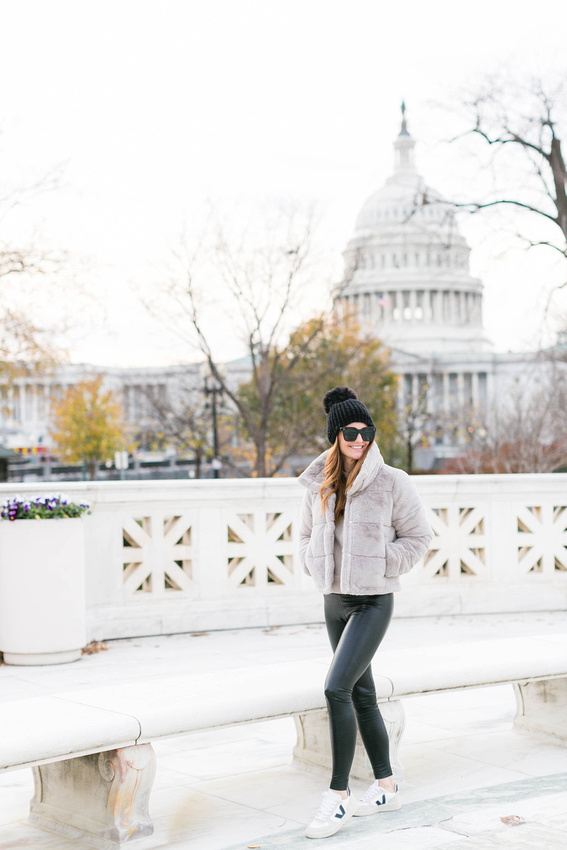 Washington DC, what to wear in Washington DC, sites in Washington DC, winter style, faux fur puffer jacket