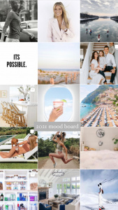 2021 vision board, creating a mood board to visualize your goals, setting goals for a blog or small business, influencer goal setting, fitness instructor goal setting