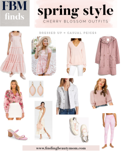 Cute outfits for spring, cherry blossom photo outfit ideas, cherry blossoms Washington DC, spring dresses, Easter outfits, light pink outfits, spring family photo outfits