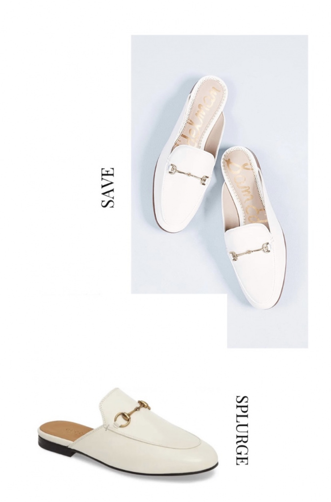 white gucci mules, gucci dupes, white shoes, save vs splurge, spring best sellers