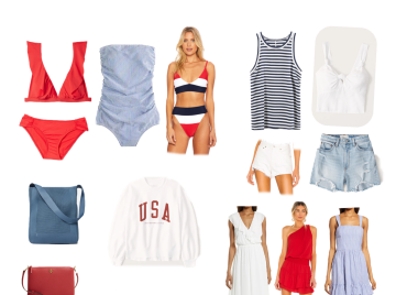 July Forth Looks, WHat to wear on the fourth of july, everything you need for a forth of july outfit, finding beauty mom, red white and blue style