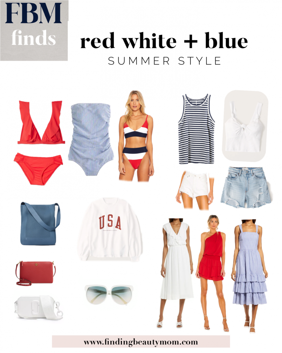 July Forth Looks, WHat to wear on the fourth of july, everything you need for a forth of july outfit, finding beauty mom, red white and blue style