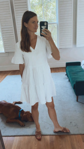 white dress, end of summer style, white amazon dress, summer white dress, finding beauty mom, amazon style
