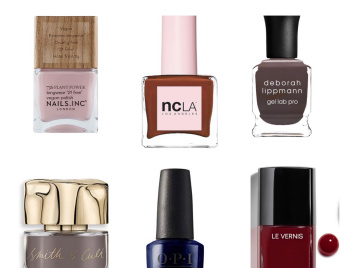 The best fall nail colors to transition into autumn. Shades of harvest gold, chili pepper red, and flattering nude are perfect nail colors, fall nail colors, the best fall nail polishes,
