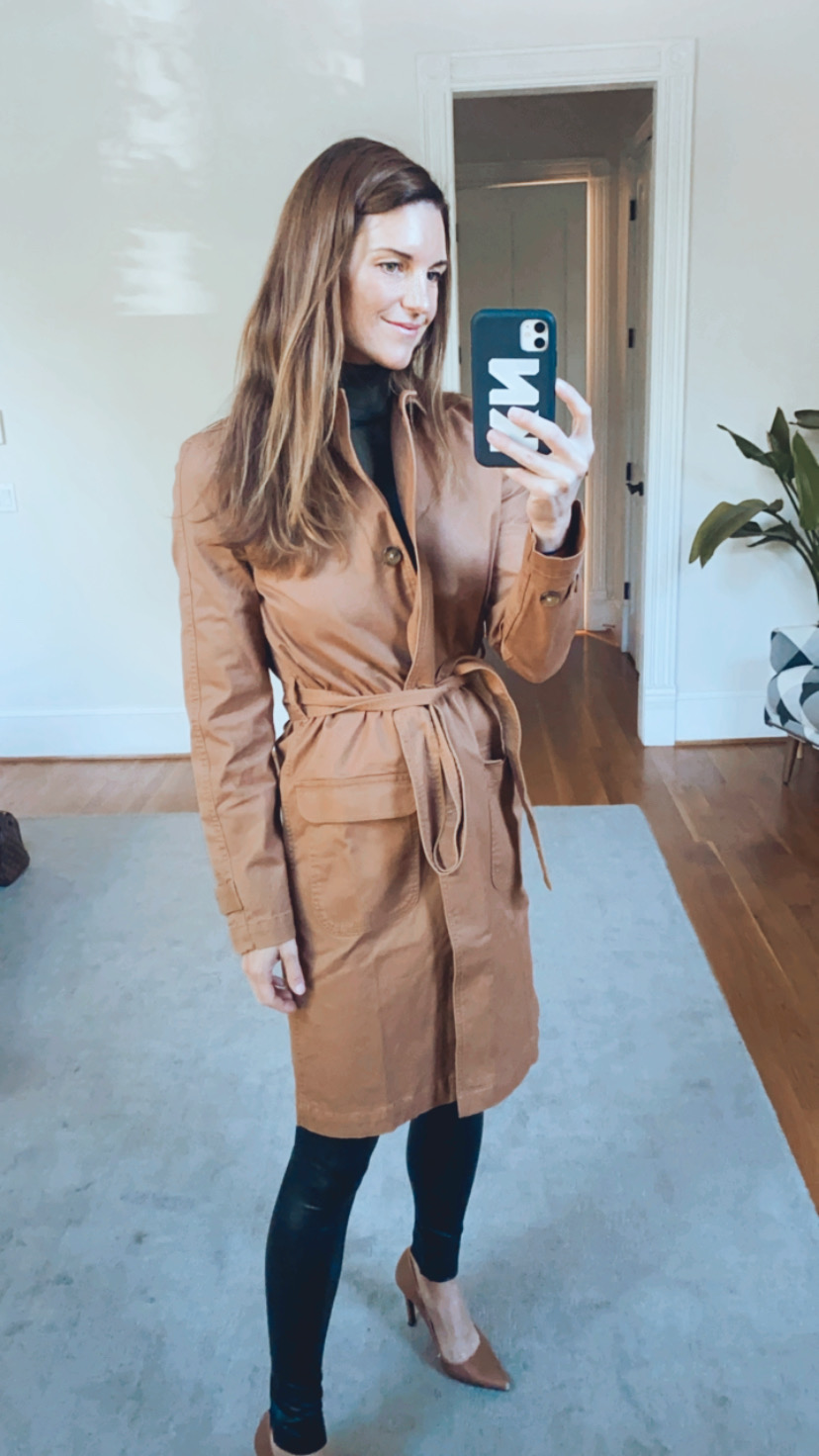amazon fall finds, classic trench coat, amazon classic outfits. work wear amazon, olive turtleneck, outfits for moms over 30