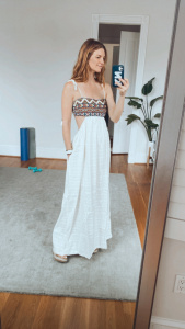 free people maxi dress; Caribbean vacation packing list and outfit ideas