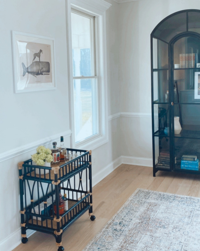 Study decor and furniture, coastal bar cart, crate and barrel book shelves, black book shelves 