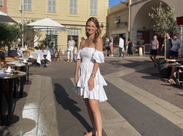 woman in white dress in nice french riviera