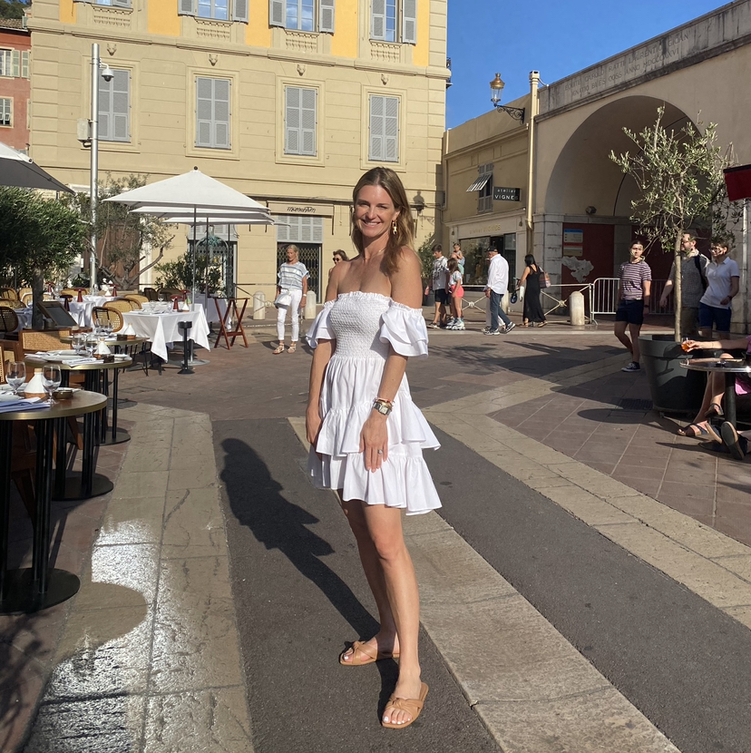 woman in white dress in nice french riviera